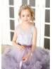 Beaded Lavender Lace Tulle Cloud Flower Girl Dress